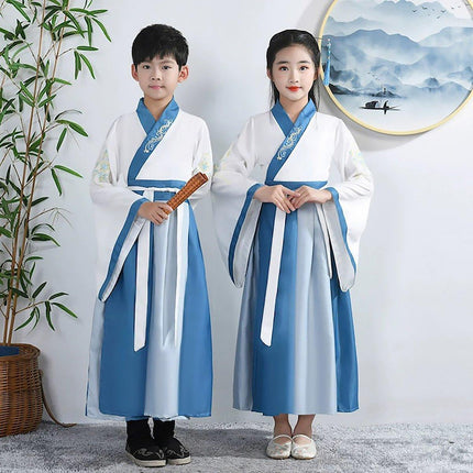 Traditional Chinese Conjoined Hanfu for Boys and Girls Elegant Festival Outfit