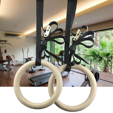 Adjustable Birch Gymnastics Rings for Home Fitness Exercise Equipment