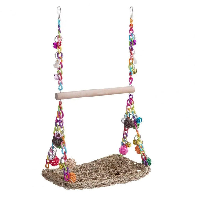Parrot Hammock Swing Toy with Colourful Chain Double Swing Bird Cage Play