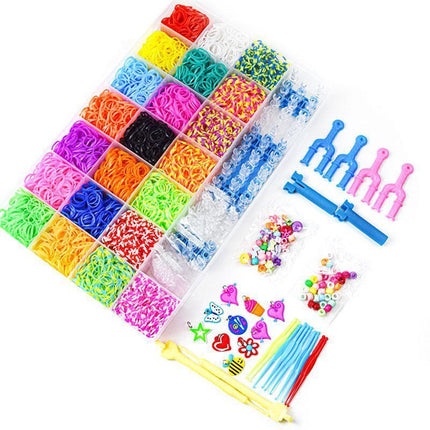 6800PCS Loom Bands Kit Bracelet Mixed Colour Rubber Refill Clip Hook Charms DIY - Aimall