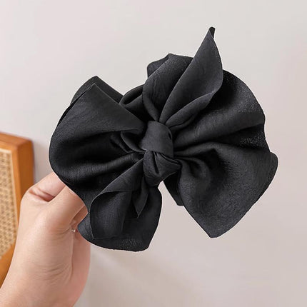Large Double-Sided Bow-Knot Hair Claw Clip Women Stylish Big Shark Clip Black - Aimall