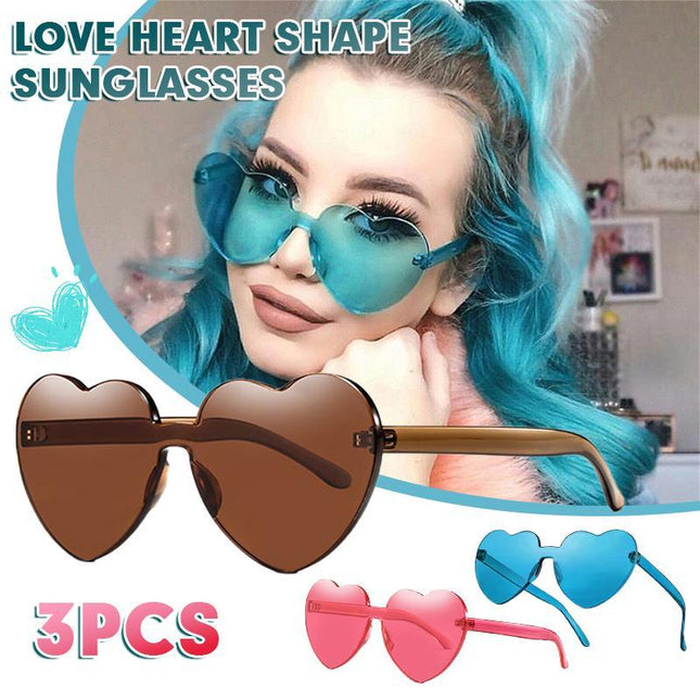 Love Heart Shape Sunglasses Fun Dress Party Festival Glasses Candy Colour - Aimall