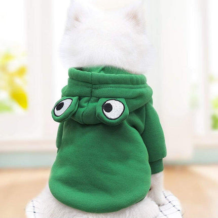 Warm Hooded Cartoon Frog Pet Clothes for Dogs and Cats Autumn Winter Vest