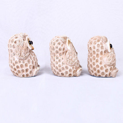 3pcs Resin Owl Ornaments Home Decor Figurines for Living Room Desktop Display