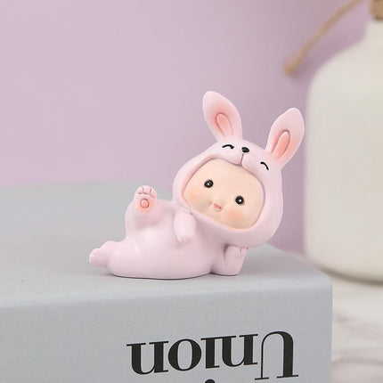 Rabbit Animal Figure Toys Ornament Car Console Dashboard Decor Car Home Room - Aimall