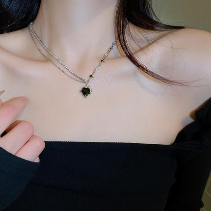Fashion Creative Steel Heart Pendant Necklace Clavicle Chain Women Jewelry Gift - Aimall