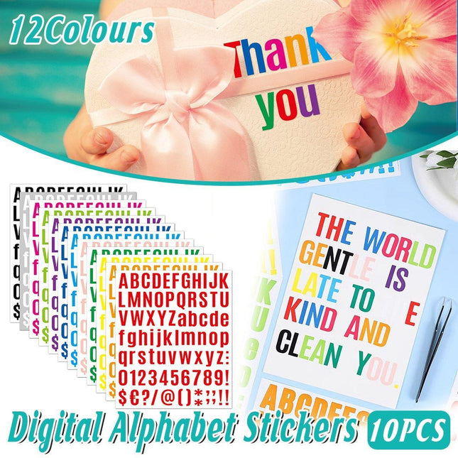 10pcs Letter Stickers Colorful DIY Scrapbooking Water Bottle Greeting Cards
