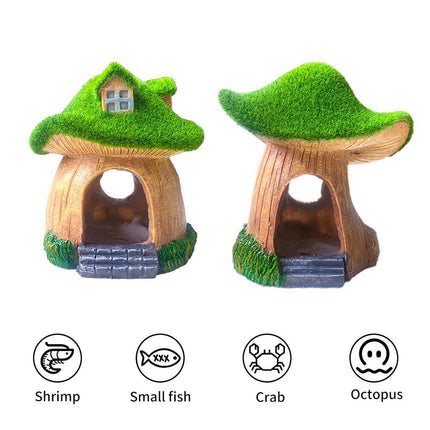 Aquarium Moss Mushroom House Aquascape Crafts Fish Shrimp Hiding Decoration