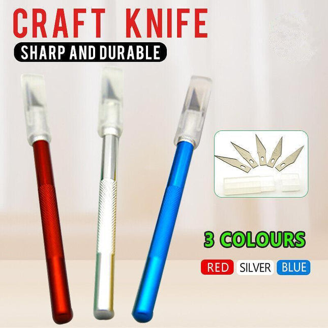 Cutter Metal Handle Engraving Tool Craft Knife With 5 Blade Scalpel Au Stock - Aimall