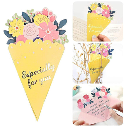 Mother's Day Bouquet Blessing Card 5 Flower Shape Birthday Gift Three-dimensional Creative Card Blessing Card