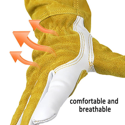 Long Welding Gloves Heat Resistant Leather Gloves for Grill or Fireplace Use
