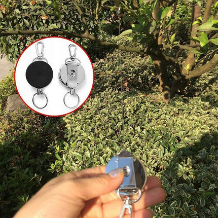 2 Recoil Key Ring Retractable Chain ID Pull Holder Reel Belt Clip Extend Keyring - Aimall
