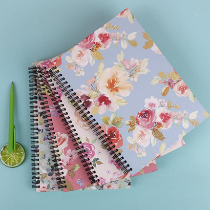 4pcs Loose Leaf Coil Thick Notebook Notepad Vintage Floral Journal Stationery