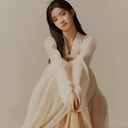 Hanfu Woman Ancient Style Chest-Length Skirt Daily Wear Traditional Outfit