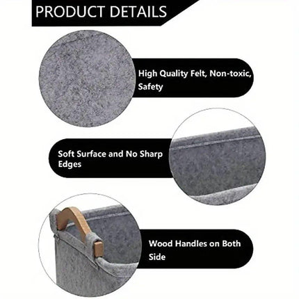 Large Felt Storage Basket for Dog Toys Dirty Clothes Sundries Home Organizer