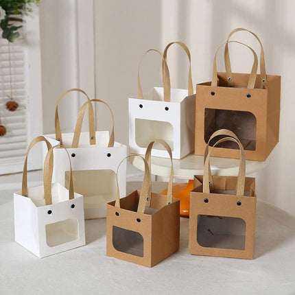 Square Paper Bags Standard Kraft Material Sturdy Multipurpose Available 3 Sizes