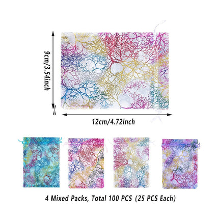 100X Coral Organza Bag Sheer Bags Candy Packaging Jewellery Gift Wedding Pouch