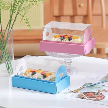 20pcs Transparent Long Cake Roll Packing Boxes Clear Dessert Bakery Containers