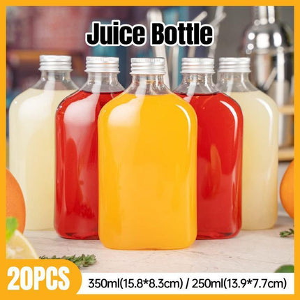 20x Clear Plastic Juice Bottles 250ml 350ml Reusable Milk Tea Beverage Bottles