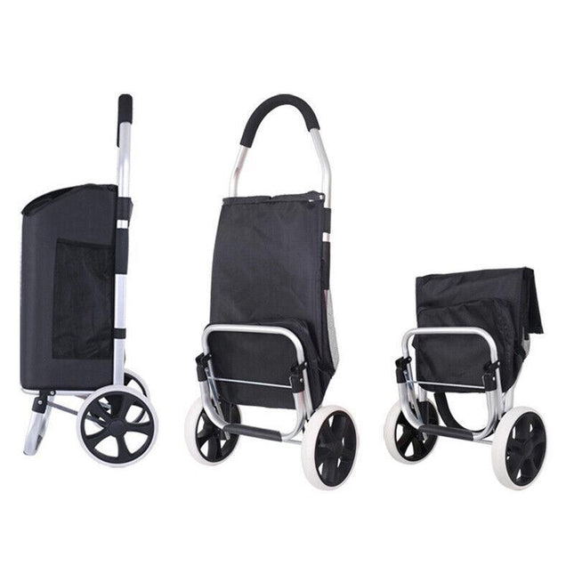 Shopping Cart Trolley Grocery Aluminium Foldable Luggage Wheels Basket Carts Bag Aimall