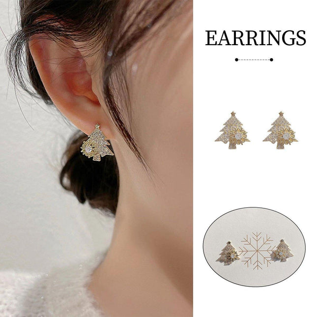 Christmas Tree Stud Earrings Women Festive Holiday Jewelry Gift Accessories