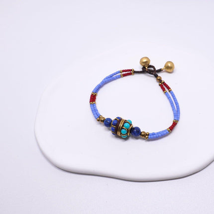 Ethnic Style Handmade Bracelet Color Stone Sky Bead Fashion Round Bead Bracelet