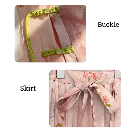 Girls Hanfu Dress Spring Traditional Chinese Outfit Colourful Skirt