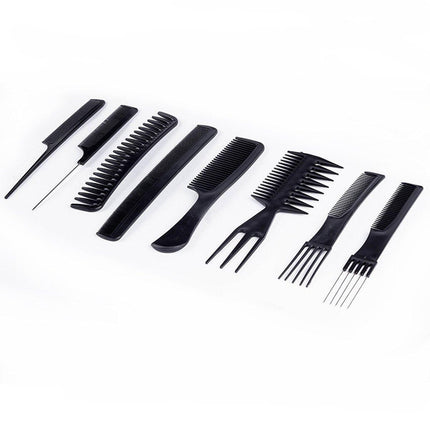 10PCS Hair Styling Cutting Comb Set Plastic Pointed Tail Comb with Steel Needle