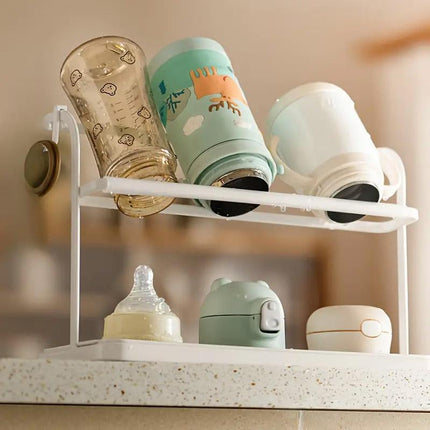 Double Cup Holder Home Desktop Upside Down Draining Rack Storage Shelf Organiser