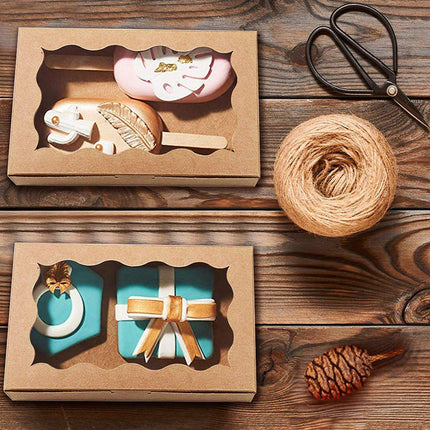 50pcs Rectangular Kraft Paper Window Box Gift Packaging Boxes Party Favors