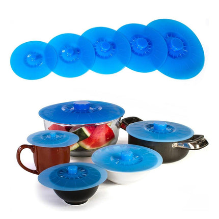 5pcs Silicone Crisper Lids Reusable Food Covers Stretchable Lids Kitchen Storage