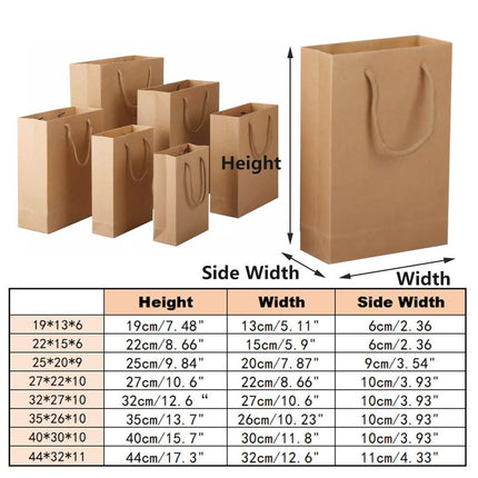 25pcs Paper Gift Bags Handbag Kraft Party Favor Bags Wedding Packaging Set