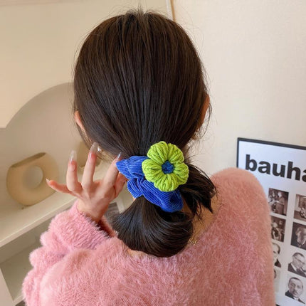 Corduroy Flower Hair Scrunchies Ponytail Holder Hair Ties Rope Hair Accesorries - Aimall