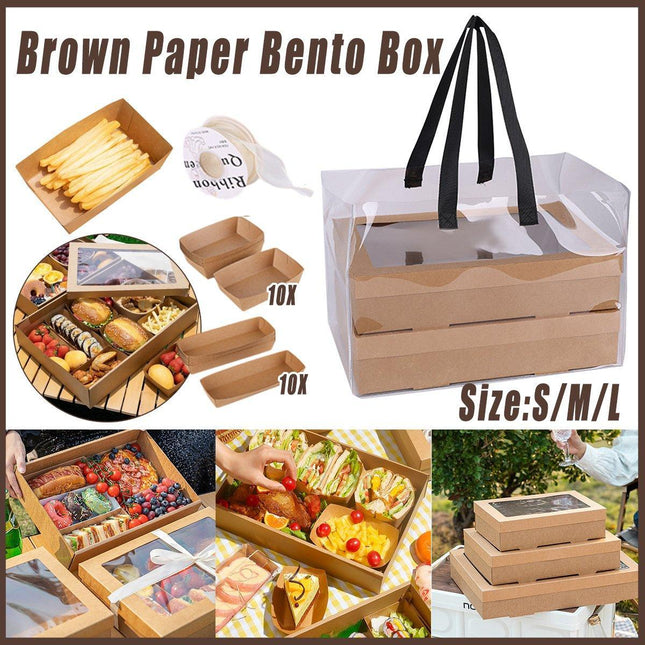 Cowhide Paper Bento Box for Camping Picnic Food Storage Lunch Boxes