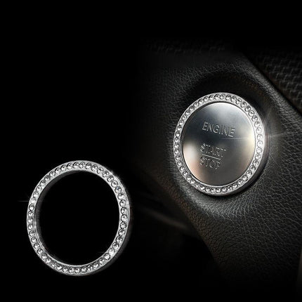 1x Silver Car SUV Decorative Button Start Switch Diamond Ring Auto Accessories - Aimall