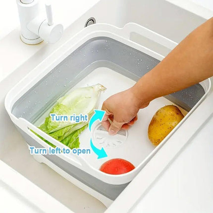 Folding Basket Kitchen Washbasin Draining Basket Portable Vegetable Storage