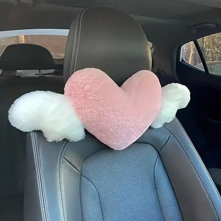Car Headrest Neck Pillow Love Wings Support Cushion for Comfortable Driving