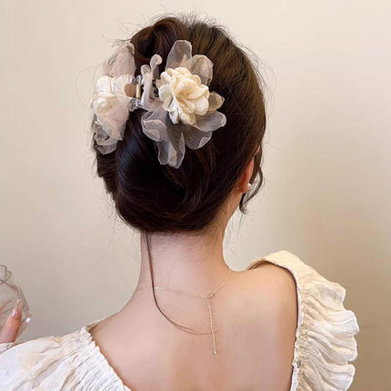 Flower Tulle Hair Clips Large Hair Pins Hairgrips Claw Clips for Hair Women - Aimall