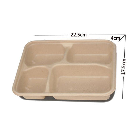 25/50pcs Biodegradable Lunch Box Microwaveable Tray with Compartment Paper Lid