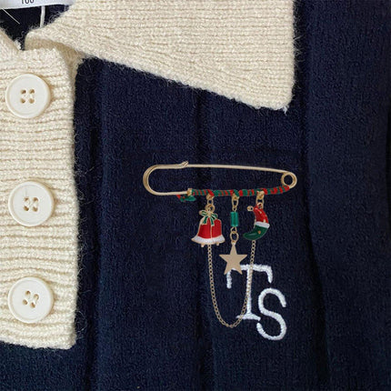 Holiday Festive Christmas Hat and Star Brooch Pin Jewelry Gift for Women Men
