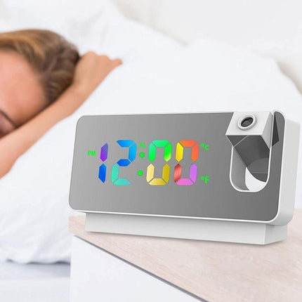 LED Digital Smart Alarm Clock Projection Temperature Time Projector LCD Display - Aimall