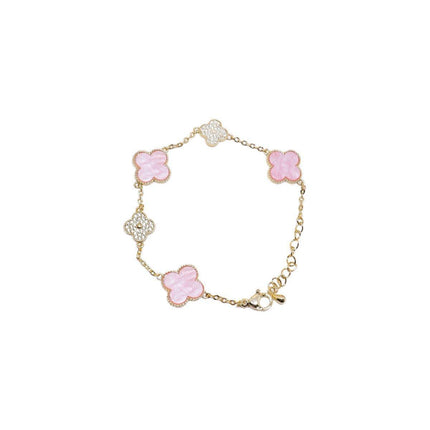 Luxury Pink Four-Leaf Clover Bracelet Elegant Fashion Jewellery Bracelet