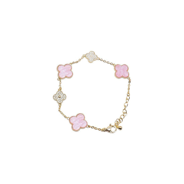 Luxury Pink Four-Leaf Clover Bracelet Elegant Fashion Jewellery Bracelet