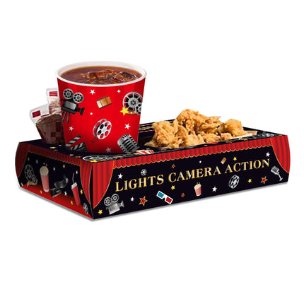 24 PCS Movie Night Snack Trays Popcorn Food Drink Holder Cinema Party Supplies