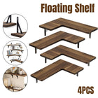 4pcs Wooden Wall Corner Shelf Storage Partition Hanging Organizer for Home Decor