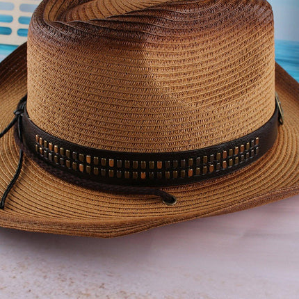 Outdoor Western Cowboy Hat Unisex Straw Hat Visor Hats Big Wide Brim Hat Summer