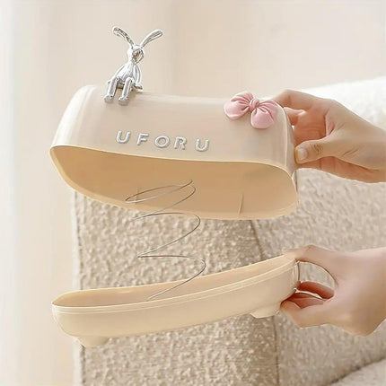 Rabbit Tissue Box Dispenser Napkin Paper Storage Holder Spring Lifting Paper Box