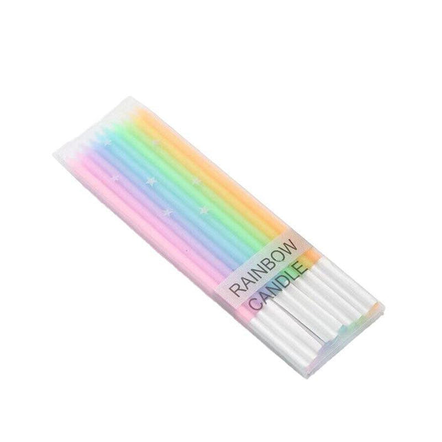 14Cm Slim Colourful Candles Birthday Wedding Baby Cake Party 10Pcs - Aimall