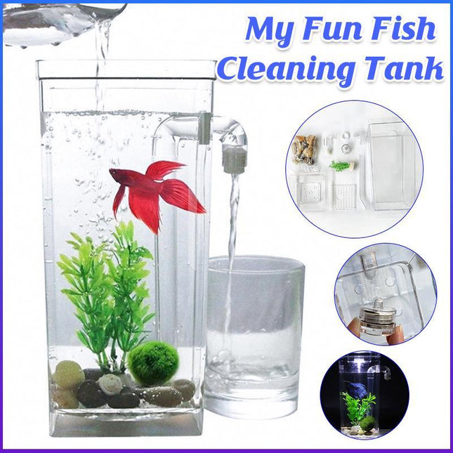 Small Fish Tank Self Cleaning Aquarium Complete Kit with Light Gravity Clean - Aimall