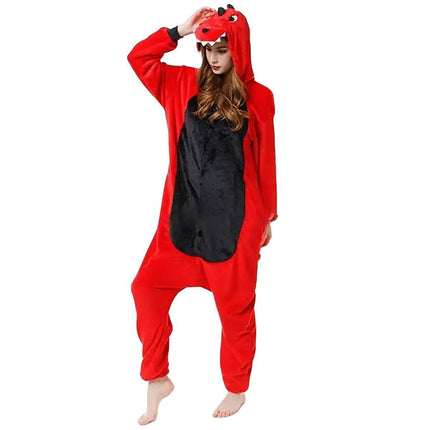 Dinosaur Cartoon Flannel Pajamas One Piece Fall Winter Homewear Sleepwear